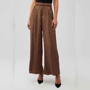 MINKPINK Valentina Black and Brown Geometric Wide-Leg Pants
